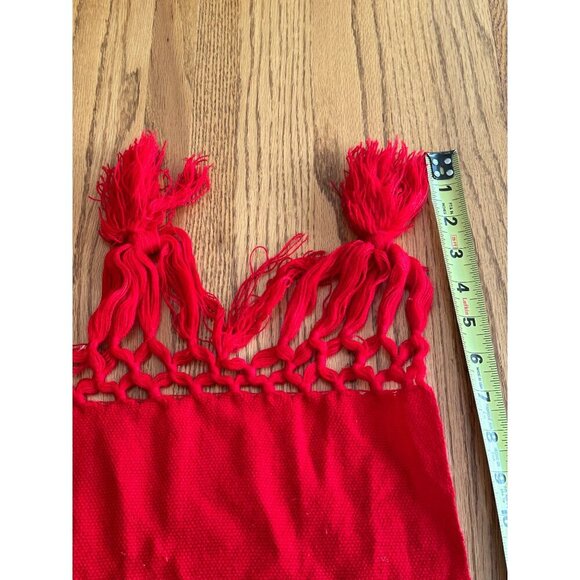 Red Tassel-Trimmed Scarf/Shawl - Cozy Winter Accessory For Women Soft & Stylish - Picture 8 of 11